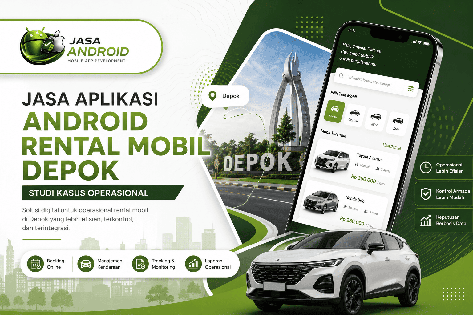 Jasa Aplikasi Android Rental Mobil Depok Studi Kasus Operasional: Solusi Digital untuk Efisiensi dan Pertumbuhan Bisnis Rental Kendaraan